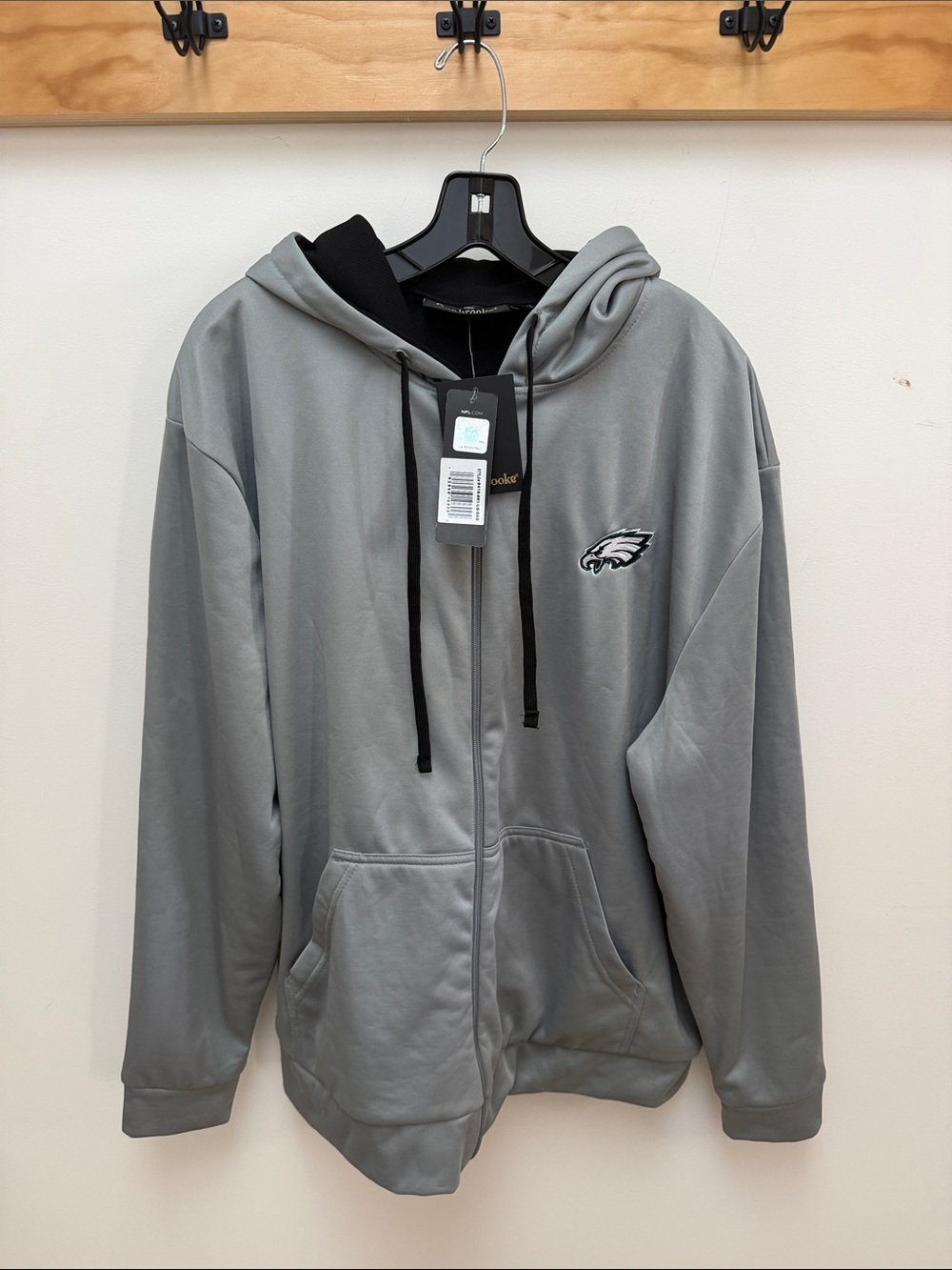 Dunbrooke Gray Full-Zip Hoodie with Eagles Patch